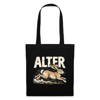 Alter Hase – Retro Hasen Spruch - Stoffbeutel - Schwarz - Vorne