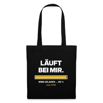 Läuft bei mir – Ladebalken 99 % lustiger Spruch - Stoffbeutel - Schwarz - Vorne