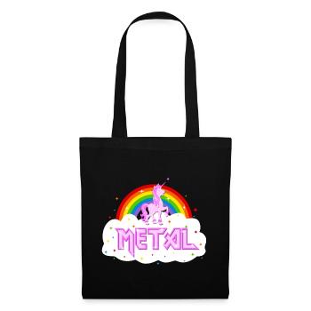 metal musik heavy einhorn regenbogen pink lustig - Stoffbeutel - Schwarz - Vorne