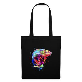 Panther Chamäleon Aquarell Design - Stoffbeutel - Schwarz - Vorne