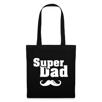 Super Vater Bart cool Dad Logo Symbol Spruch - Stoffbeutel - Schwarz - Vorne