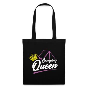 Camping reine disant avec tente couronne - Sac en tissu - noir - Devant