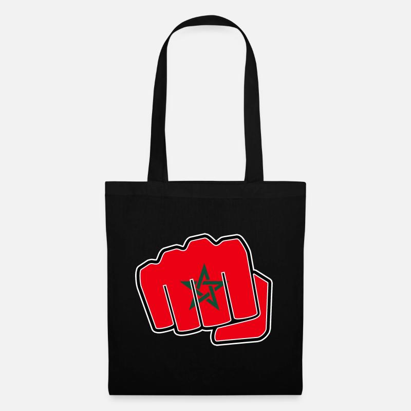 Idée cadeau drapeau maroc drapeau poing - Sac en tissu - noir