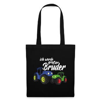 Ich werde großer Bruder Traktor Trecker Sohn - Stoffbeutel - Schwarz - Vorne