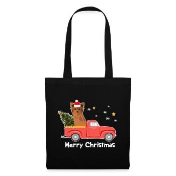 Yorkie Weihnachtsbaum-Pickup-Truck - Stoffbeutel - Schwarz - Vorne
