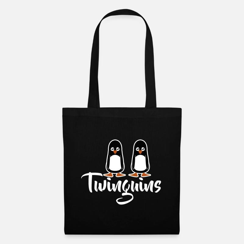 niedliche Pinguine Zwillinge Wortspiel - Stoffbeutel - Schwarz