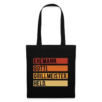 Ehemann Götti Grillmeister Held Götti Geschenk - Stoffbeutel - Schwarz - Vorne