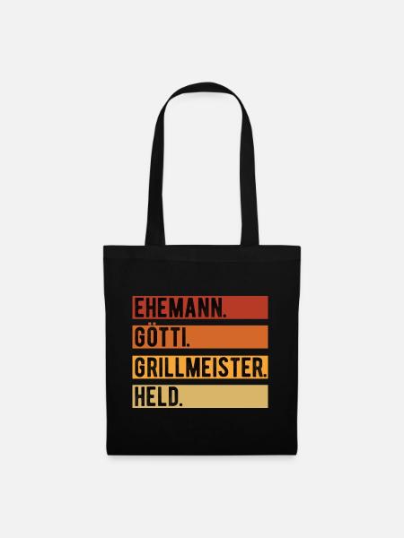 Ehemann Götti Grillmeister Held Götti Geschenk - Stoffbeutel - Schwarz