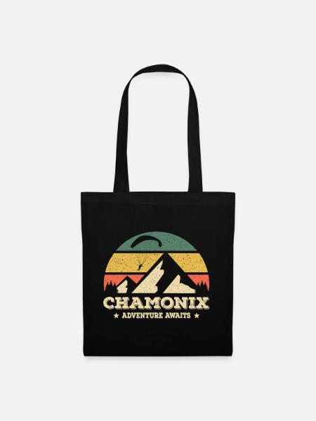 Chamonix Adventure Awaits Paragliding Born To Fly - Tote Bag - black