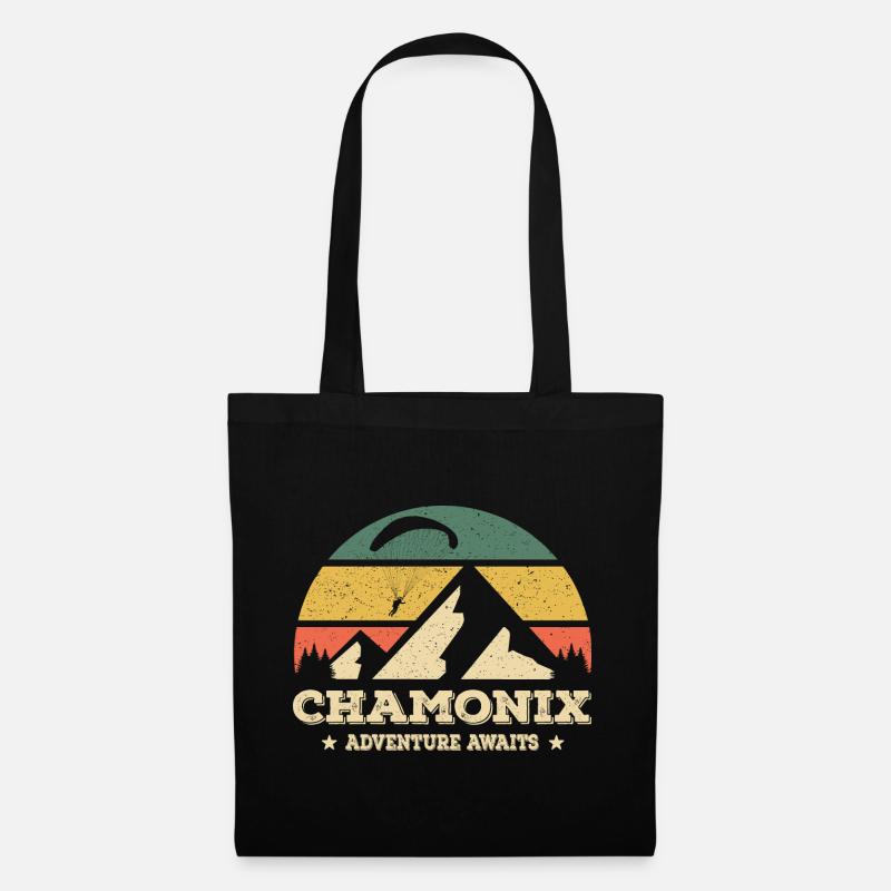 Chamonix Adventure Awaits Paragliding Born To Fly - Tote Bag - black