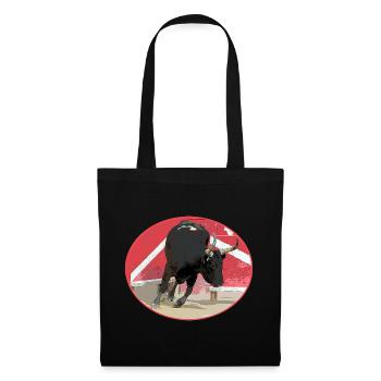 Taureau de Camargue ovale - Sac en tissu - noir - Devant