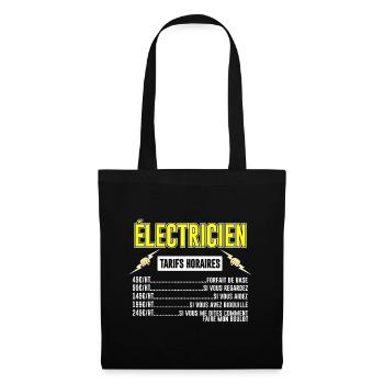 Électricien Tarifs Horaires - Sac en tissu - noir - Devant
