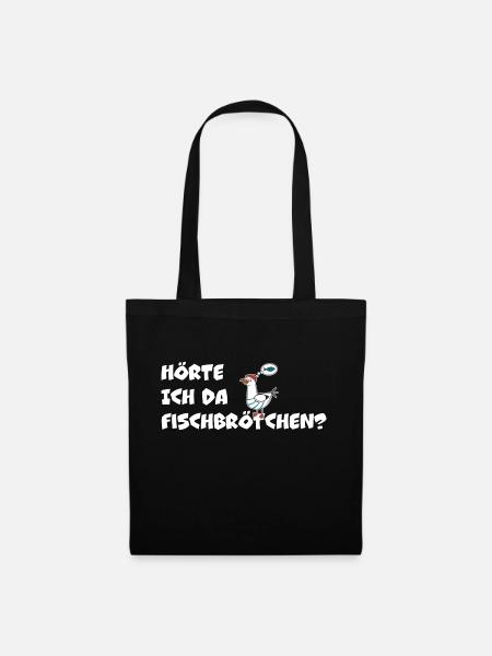 Fischbrötchen - Möwe - Stoffbeutel - Schwarz