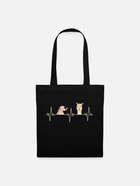 Alpaca Heartbeat Sheep Alpaca Gift - Tote Bag - black