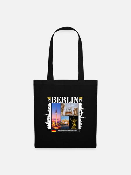 Berlin Deutschland Stadt Skyline Heimat Liebe - Stoffbeutel - Schwarz