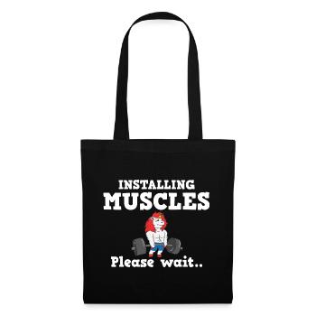Einhorn Muskel Workout Fitness Training Sport - Stoffbeutel - Schwarz - Vorne