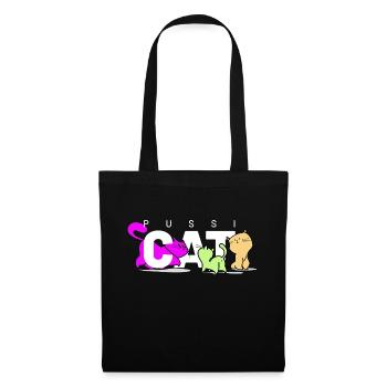pussi chats blancs - Sac en tissu - noir - Devant