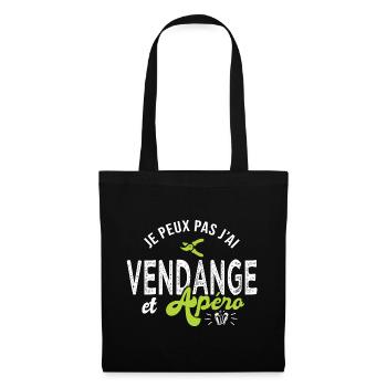 je peux pas j ai vendange Cadeau cool vigneron - Sac en tissu - noir - Devant