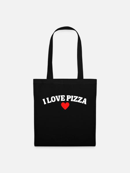 I love Pizza - Stoffbeutel - Schwarz