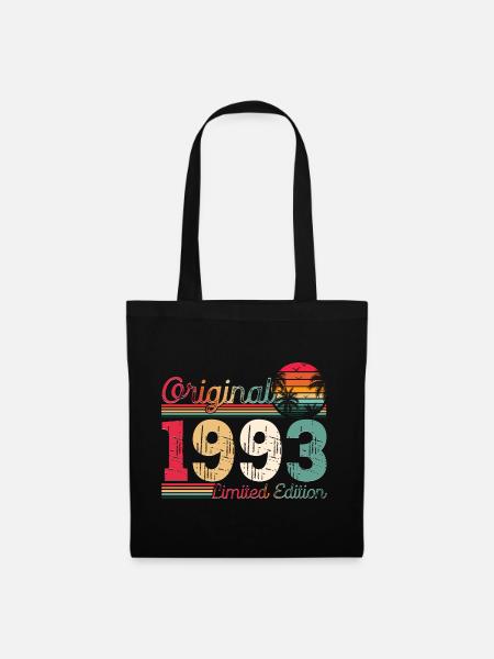 Jahrgang 1993 30. Geburtstag Geschenk Mann/ Frau - Stoffbeutel - Schwarz