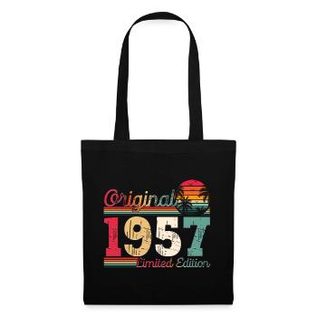 Né en 1957 66ème anniversaire Cadeau homme / femme - Sac en tissu - noir - Devant