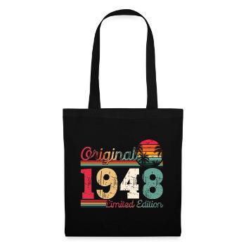 Né en 1948 75e anniversaire Cadeau homme / femme - Sac en tissu - noir - Devant