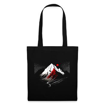 Montagnes avec des détails lunaires et rouges - minimalisme - Sac en tissu - noir - Devant