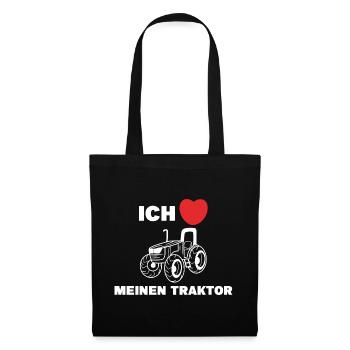 Herz Statement Ich Liebe Traktor Landmaschinen - Stoffbeutel - Schwarz - Vorne