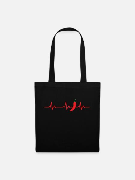 Chilli Heartbeat ECG - Tote Bag - black
