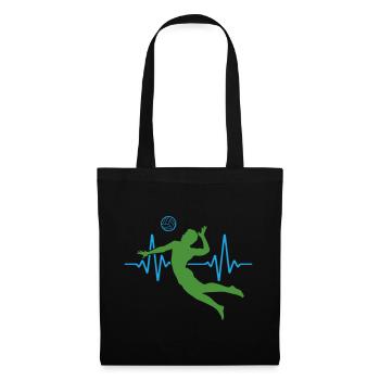 ECG de volleyball battement de cœur | Couleurs changeantes - Sac en tissu - noir - Devant