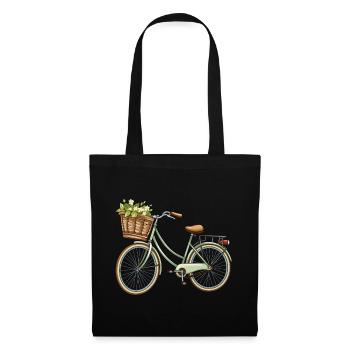 Vélo rétro avec fleurs Fahrrad mit Blumen - Sac en tissu - noir - Devant