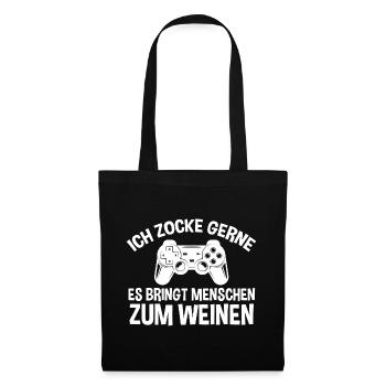 Zocker Zocken Gamer - Stoffbeutel - Schwarz - Vorne
