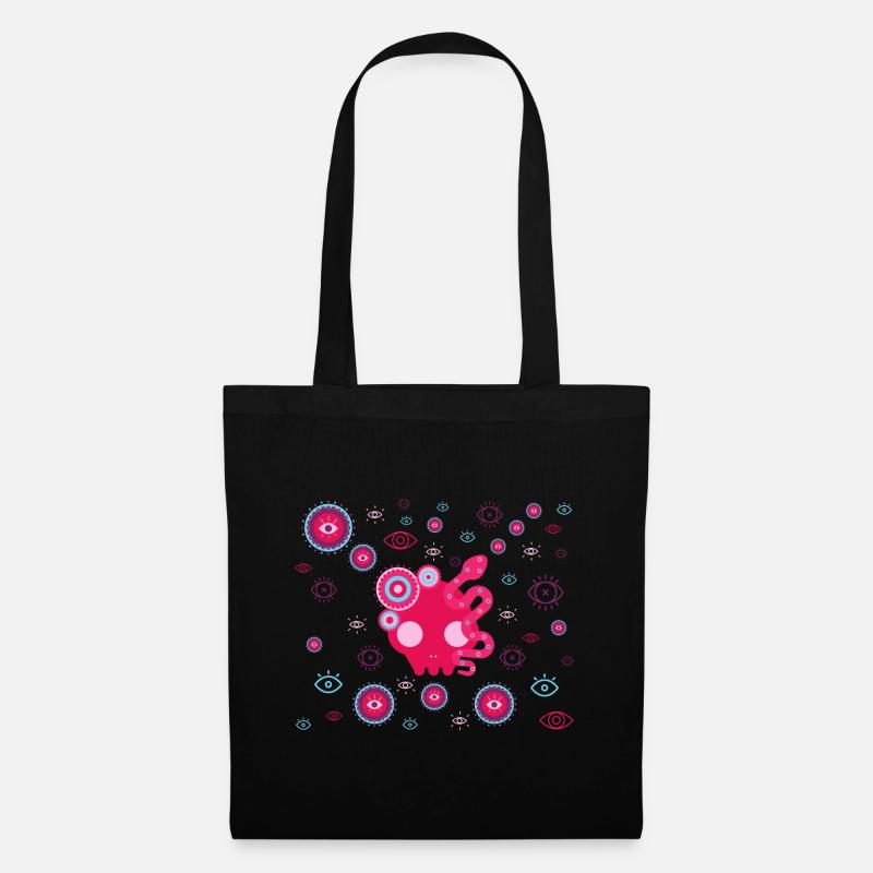Pink Tentacle Eyes - Tote Bag - black