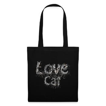Fluffy Love Cat lettering with cat face - Tote Bag - black - Front