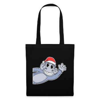 Affe Weihnachten - Stoffbeutel - Schwarz - Vorne