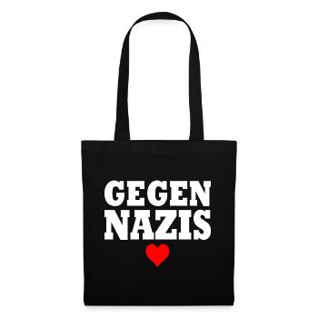 Gegen nazis - Stoffbeutel - Schwarz - Vorne