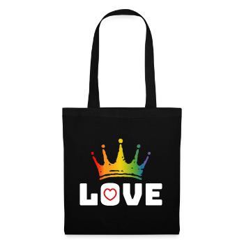 Love Heart rouge arc-en-ciel couronne blanc lgbt tshirt - Sac en tissu - noir - Devant