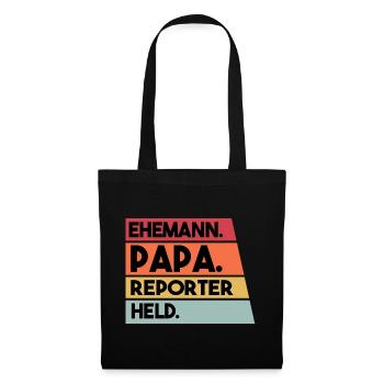 Ehemann Papa Reporter Held - Stoffbeutel - Schwarz - Vorne