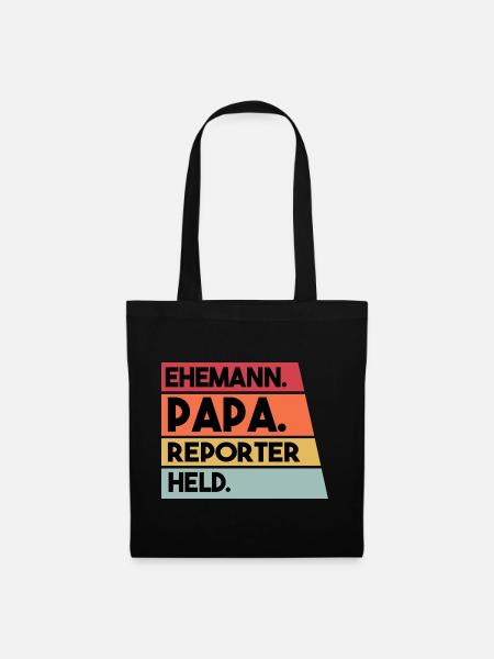 Ehemann Papa Reporter Held - Stoffbeutel - Schwarz