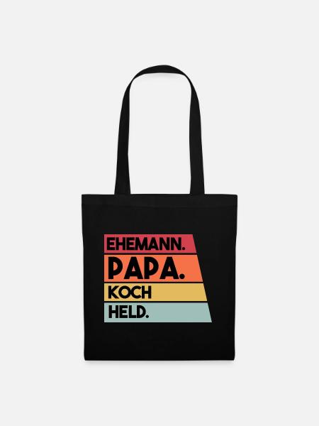 Ehemann Papa Koch Held - Stoffbeutel - Schwarz