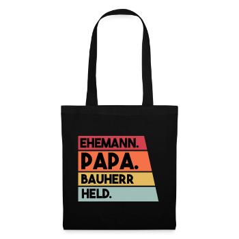 Ehemann Papa Bauherr Held - Stoffbeutel - Schwarz - Vorne