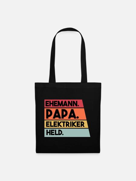Ehemann Papa Elektriker Held - Stoffbeutel - Schwarz