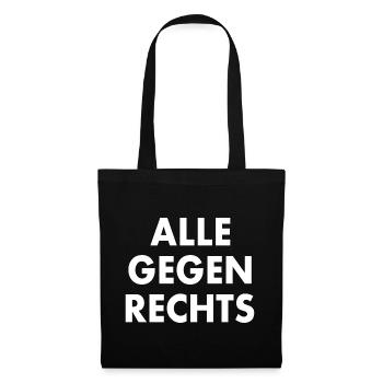 Alle gegen rechts - Stoffbeutel - Schwarz - Vorne