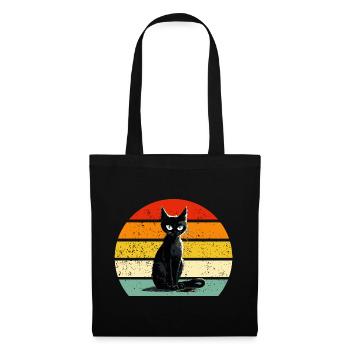 Cat Retro Sunset Cat Mom Cat Dad - Tote Bag - black - Front