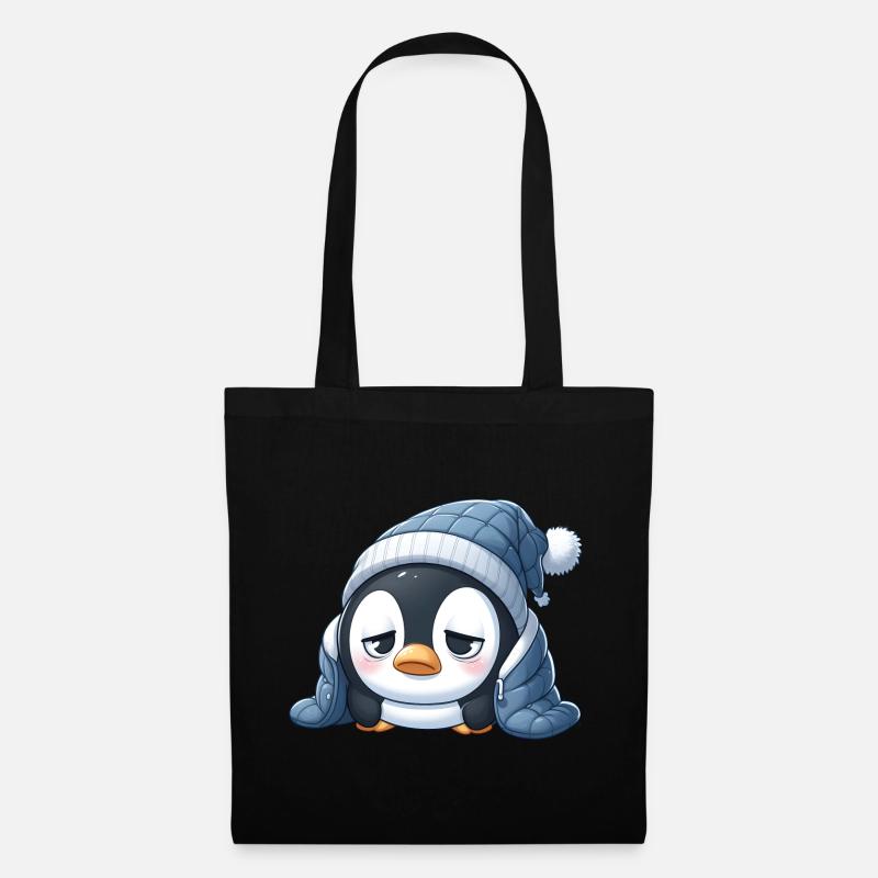 Müder Pinguin - Stoffbeutel - Schwarz