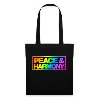 Typo Peace Harmony Kontur Rainbow - Stoffbeutel - Schwarz - Vorne