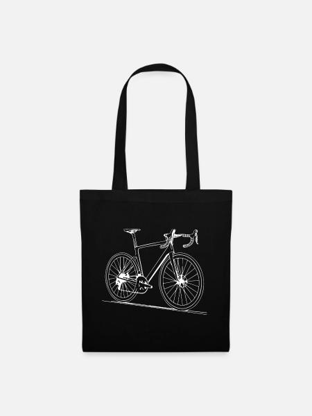 Minimalistisches Fahrrad-Line-Art-Design - Stoffbeutel - Schwarz