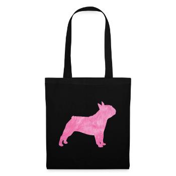 Carlin Chien à fourrure duveteuse Maître Maîtresse rose - Sac en tissu - noir - Devant