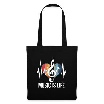 Music is Life Notenschlüssel Outfit Musikfans und - Stoffbeutel - Schwarz - Vorne