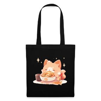Cat kitten Funny spaghetti eating fat humor - Tote Bag - black - Front